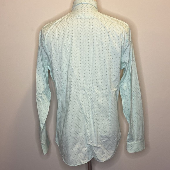 Express Slim Fit Casual Button Down Shirt in Green Pattern Print (sz L/G) - Picture 7 of 8